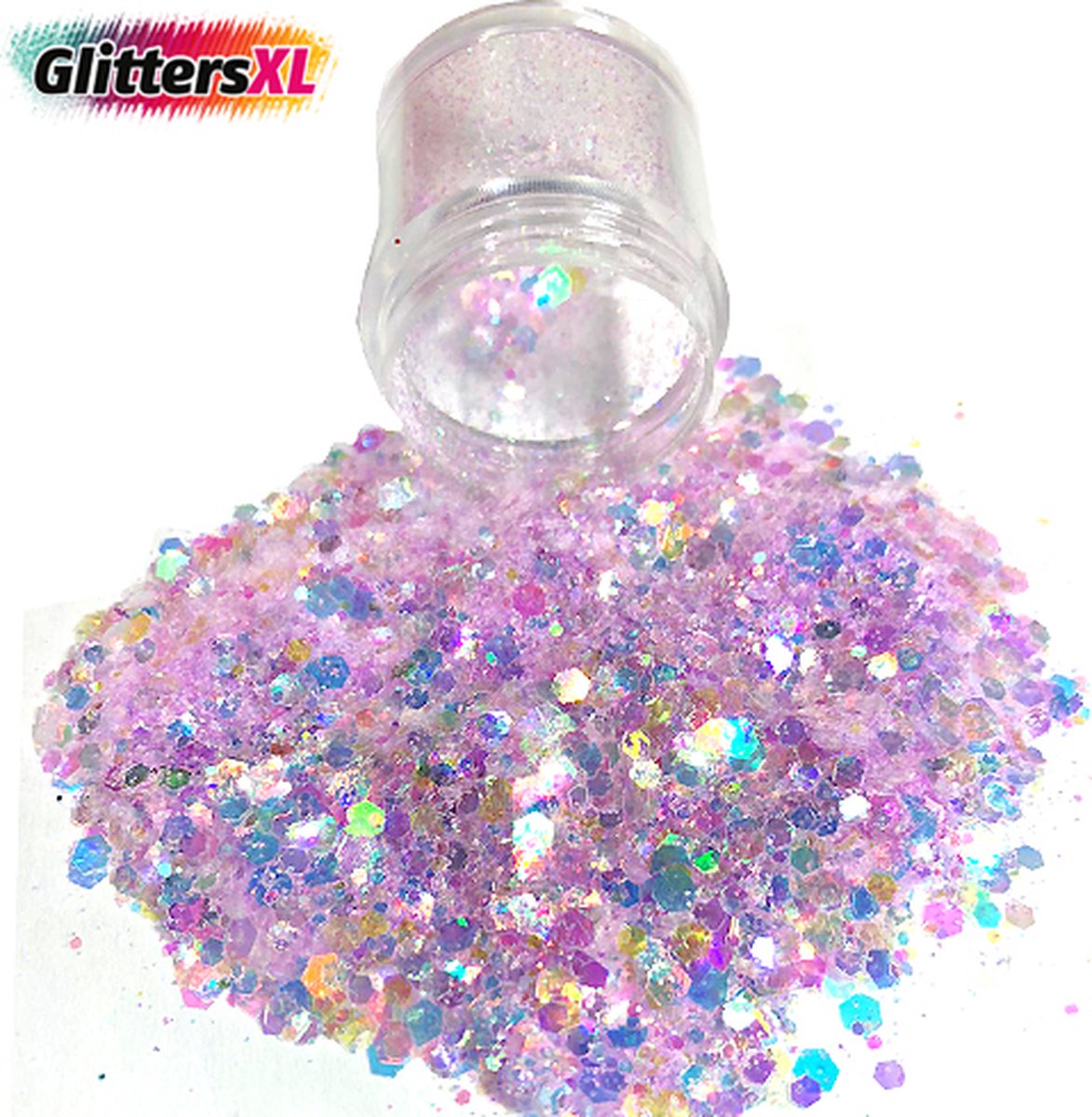 GlittersXL - Chunky Glitters (Lavendel Paars) [Volume 8g - Festival Jewels Glitter Outfit Lichaam en Gezicht - Make-up Diamond Dots Face Body - Diamantjes Strass Steentjes - Kinderen Volwassenen Dames Makeup Tattoo]